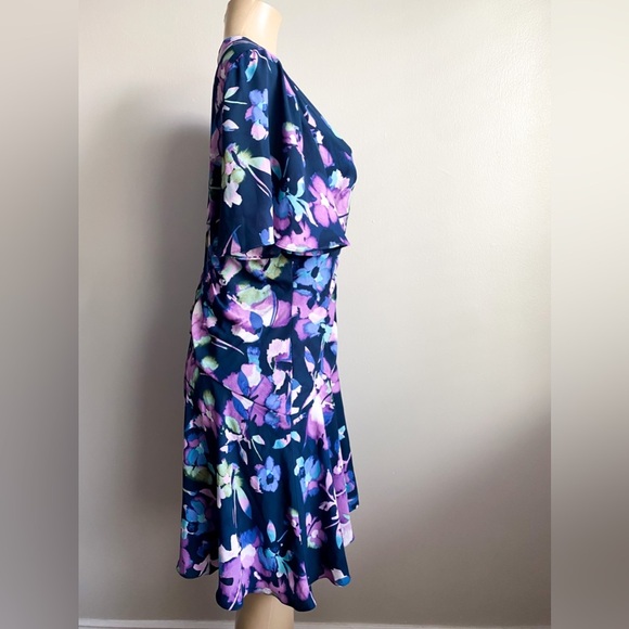 Donna Morgan Tie Dye Watercolor Sterling Dress Easter Modest Girly Floral 10 - Picture 9 of 13